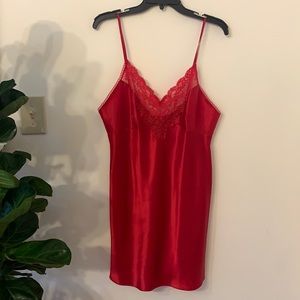 Victoria Secret Red Satin Slip Dress and Robe